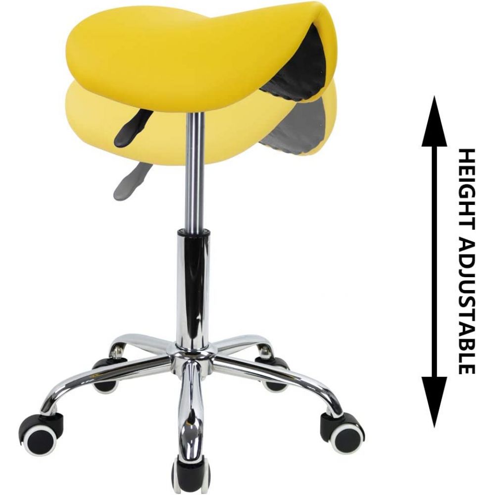 Rolling Saddle Stool and Swivel Adjustable Rolling Stool with Wheels Salon Chair 